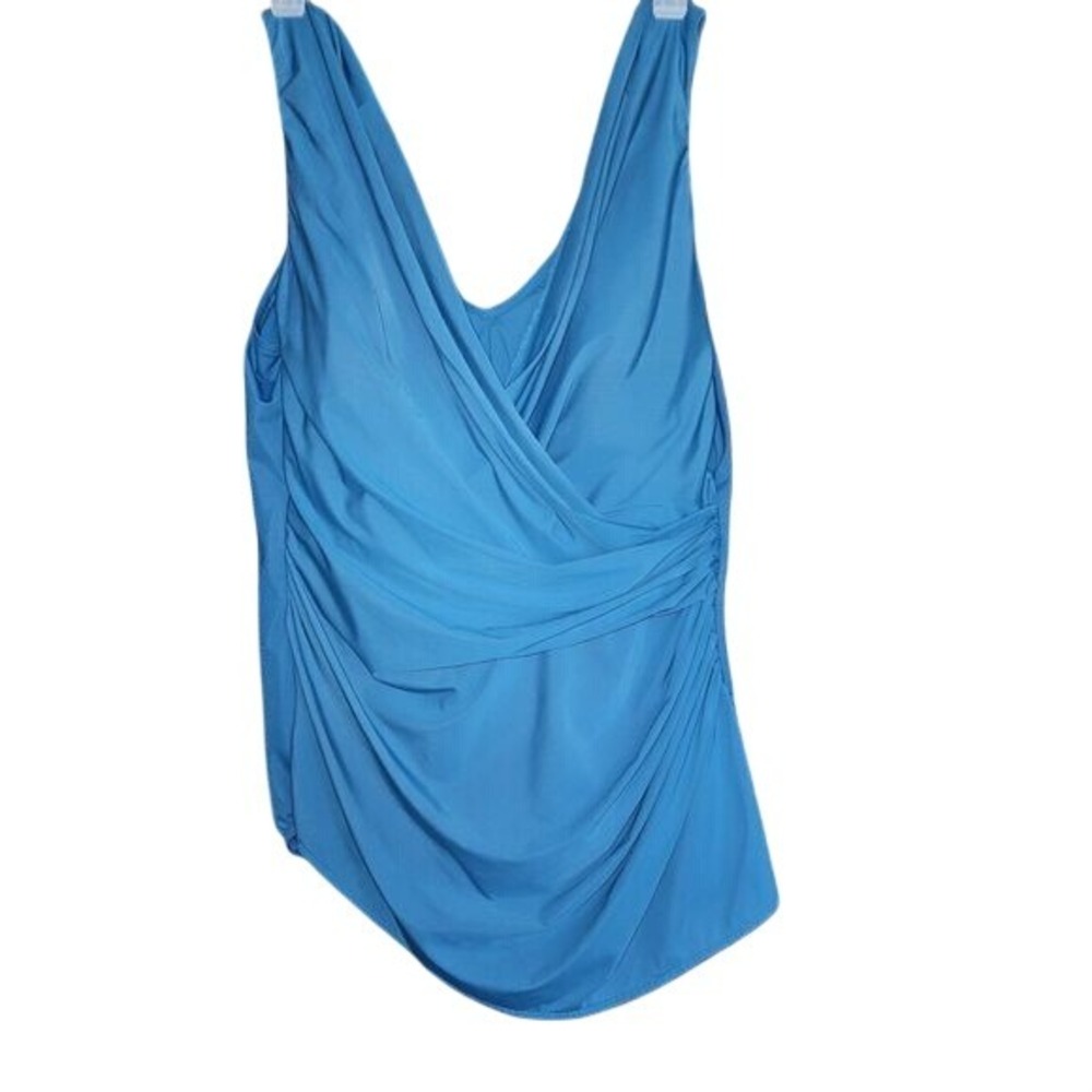 Lands' End Women's 18W Teal Blue SlenderSuit‎ Slimming One Piece Swimsuit EUC